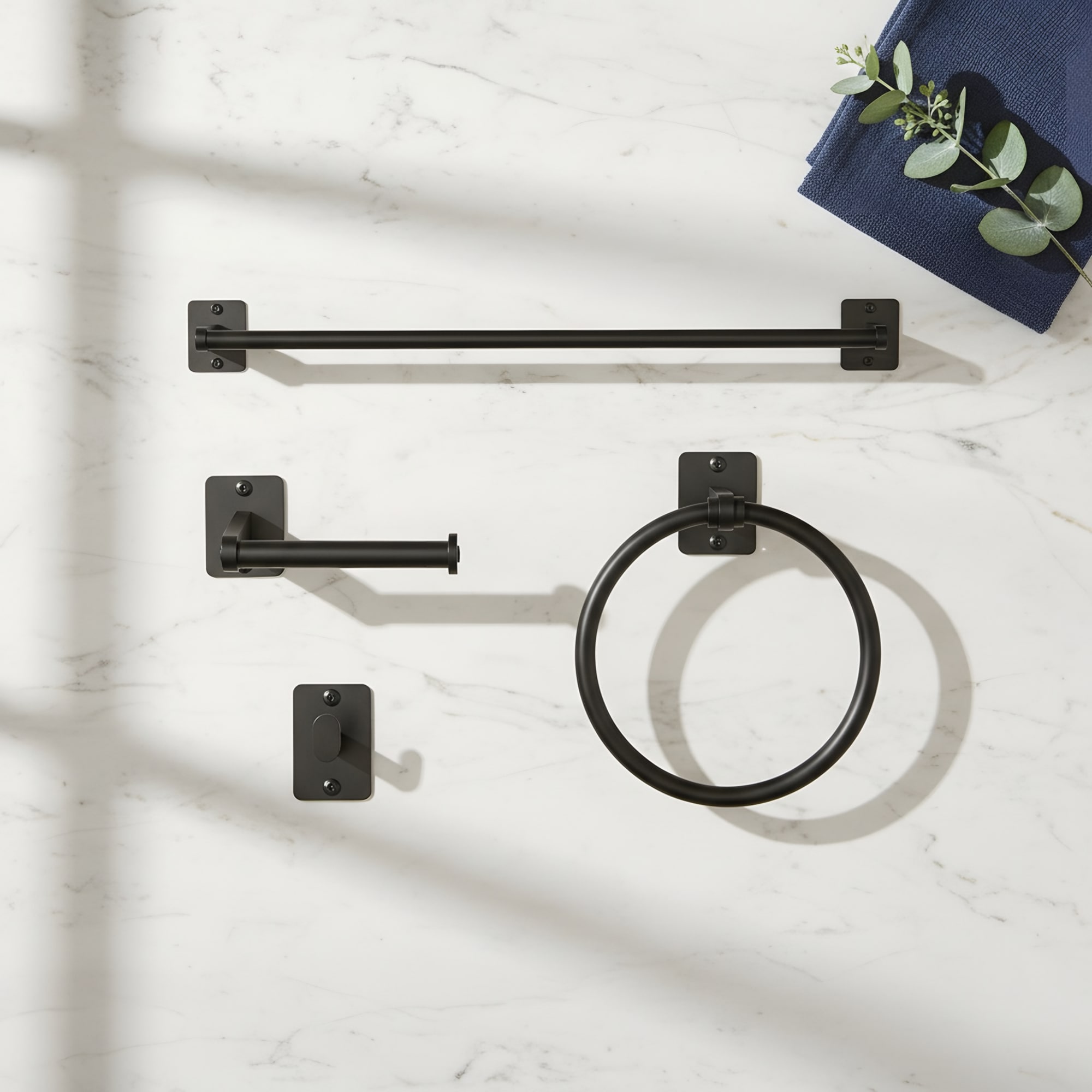 4-Piece Matte Black Bath Hardware Set