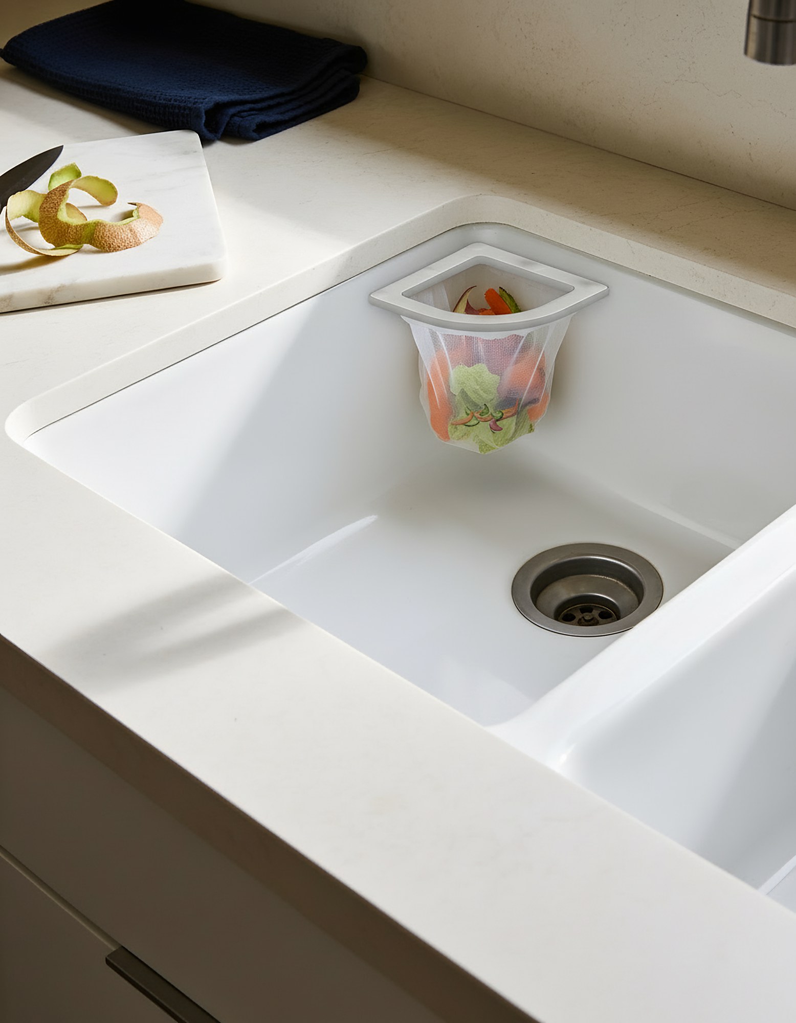 Keeps food scraps out of your drain., with the product