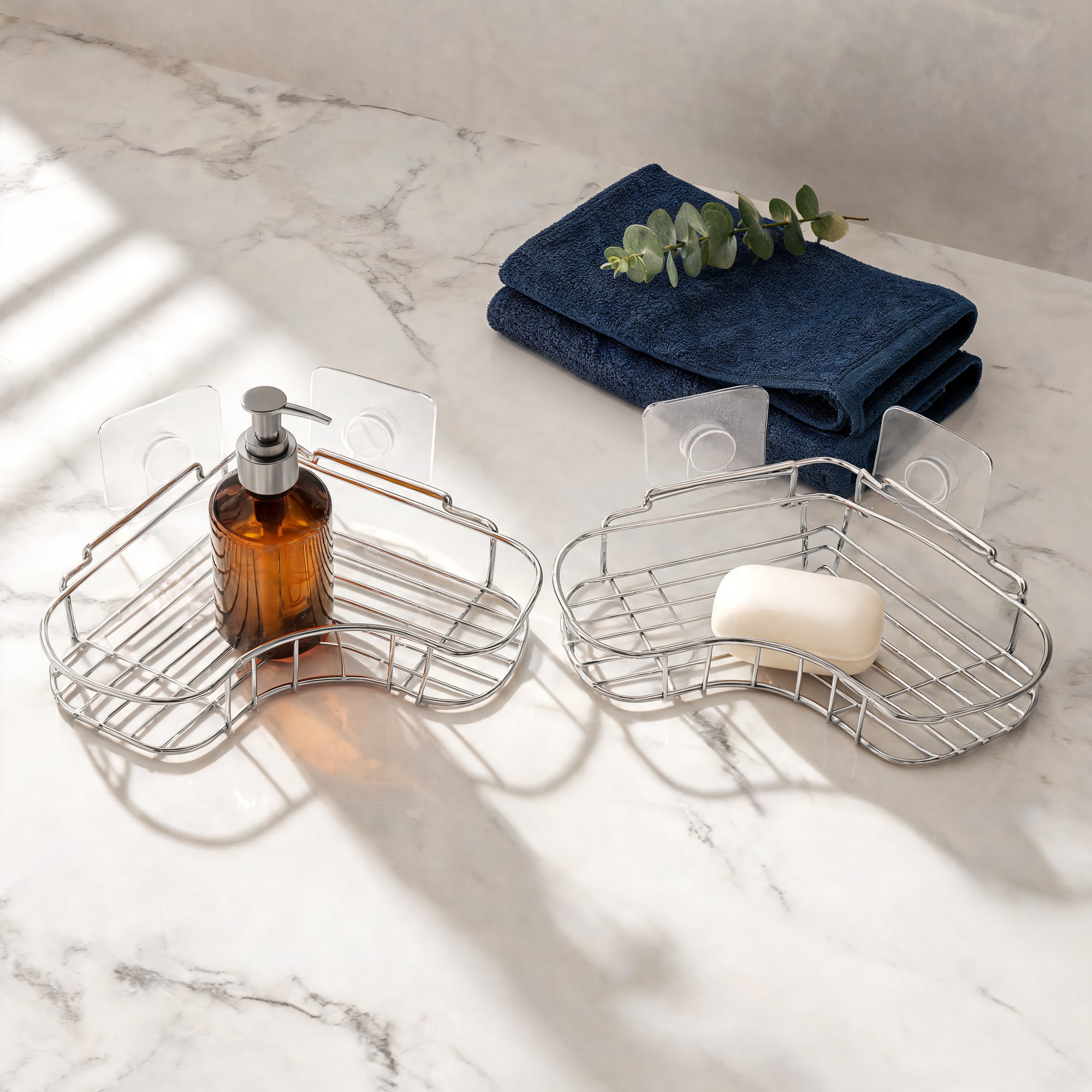 Adhesive Corner Shower Shelf, Set of 2