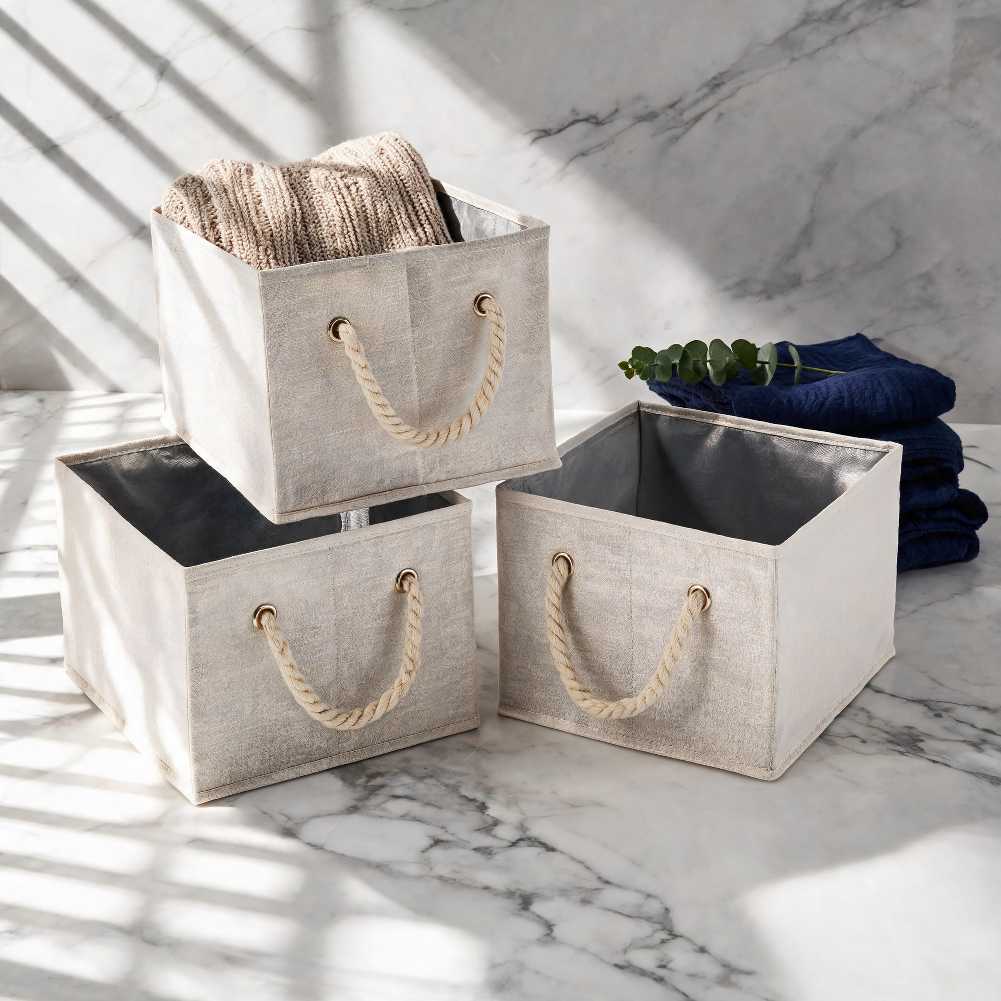Linen Storage Bins, Set of 3
